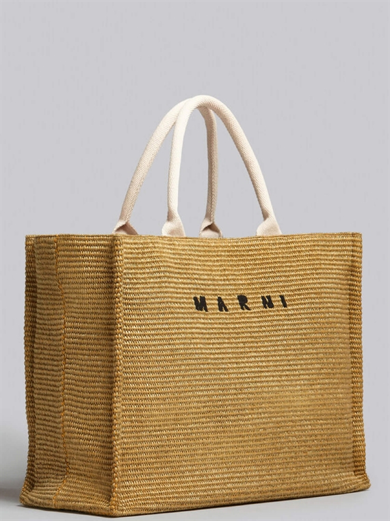 Marni Large Raffia Tote, Raw Siena/Natural